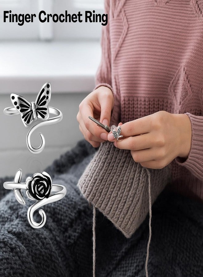 Flavizo 3 Pcs Adjustable Crochet Tension Ring, Durable Alloy Knitting Loop Rings for Yarn Control, Comfortable Crochet Accessories for Smooth Stitching and Easy Crocheting Projects - Image 4